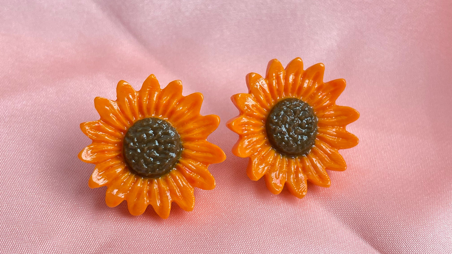 Dark red, golden yellow sunflowers