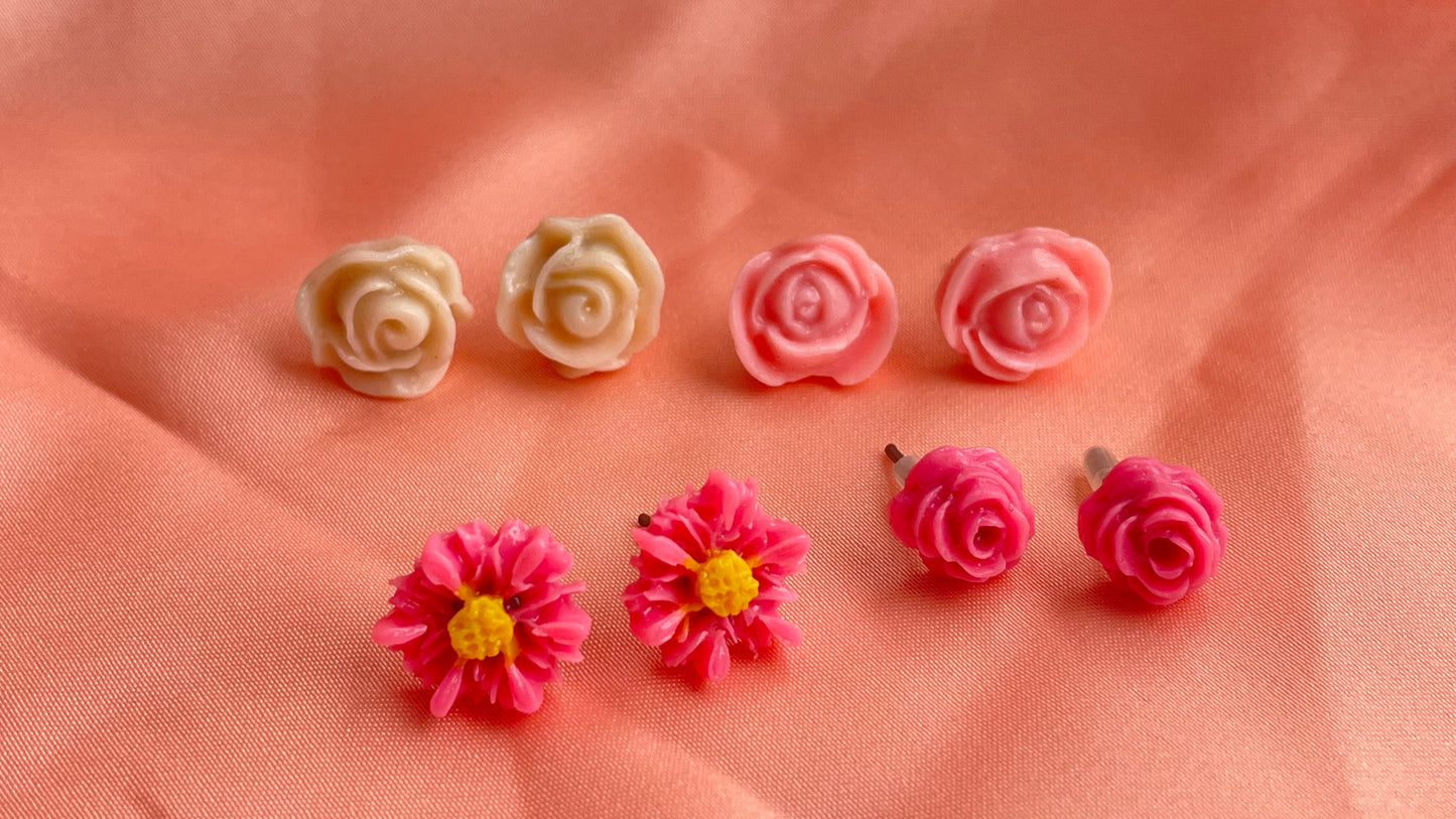 Light pink, bright pink, ivory flowers